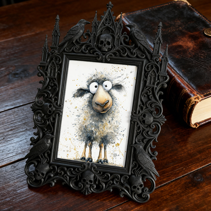Stylish Gothic Dark-style Photo Frame | Gothic Lip Gloss Boutique Display, Photo Ornament, Wall-mountable & Tabletop, High-gloss Frame