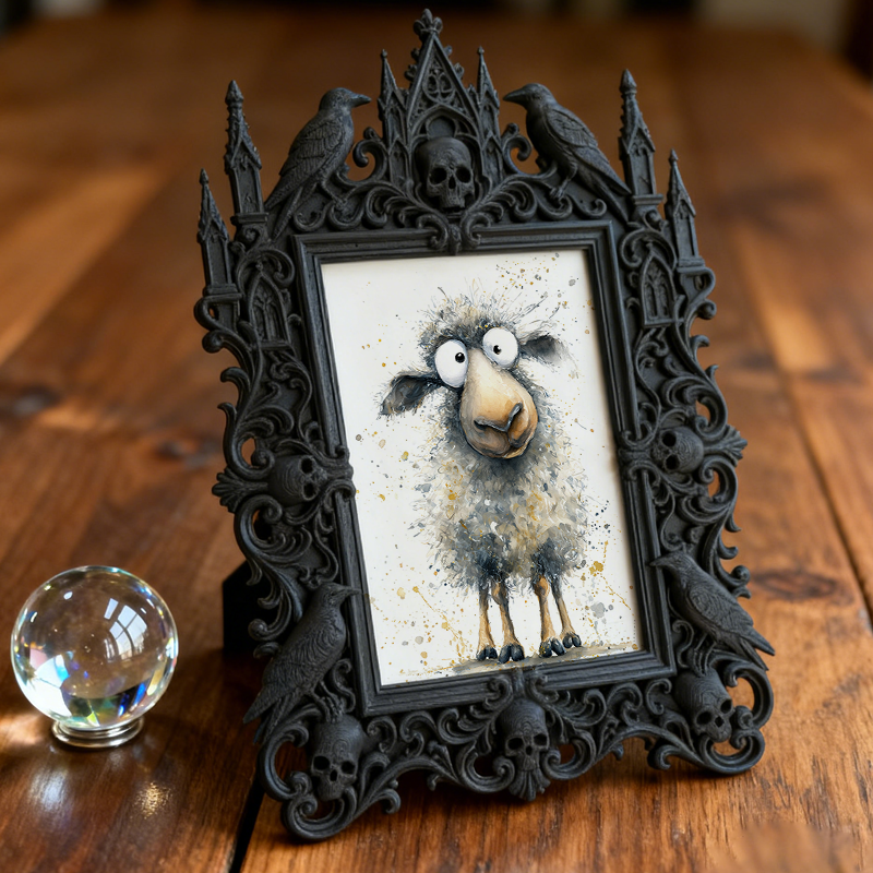 Stylish Gothic Dark-style Photo Frame | Gothic Lip Gloss Boutique Display, Photo Ornament, Wall-mountable & Tabletop, High-gloss Frame