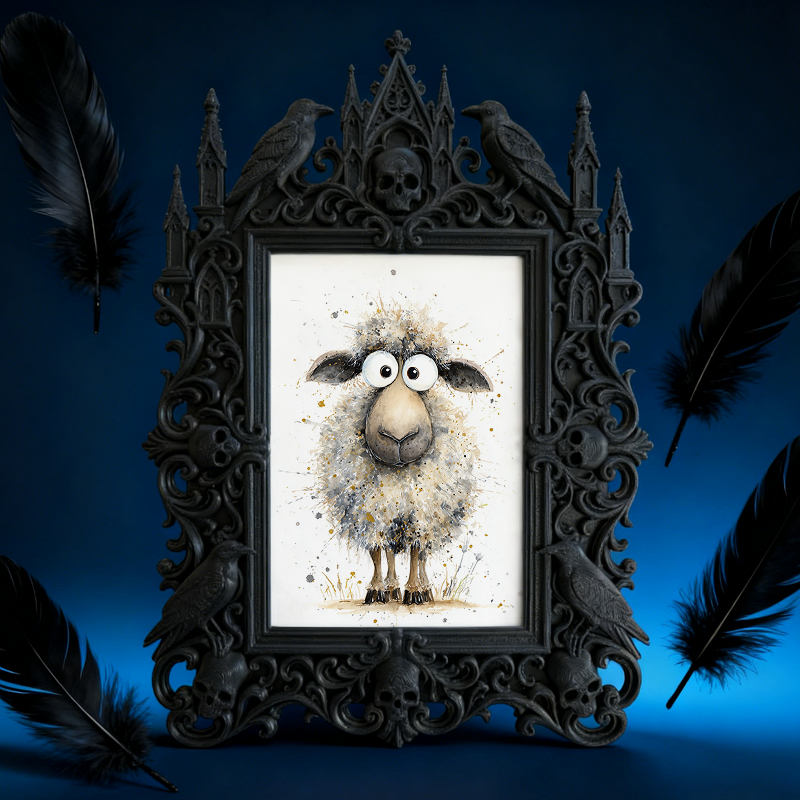 Edgy Gothic Dark-style Photo Frame | Horror Video Game Café Decor, Photo Ornament, Dual-use Display, Minimalist Frame