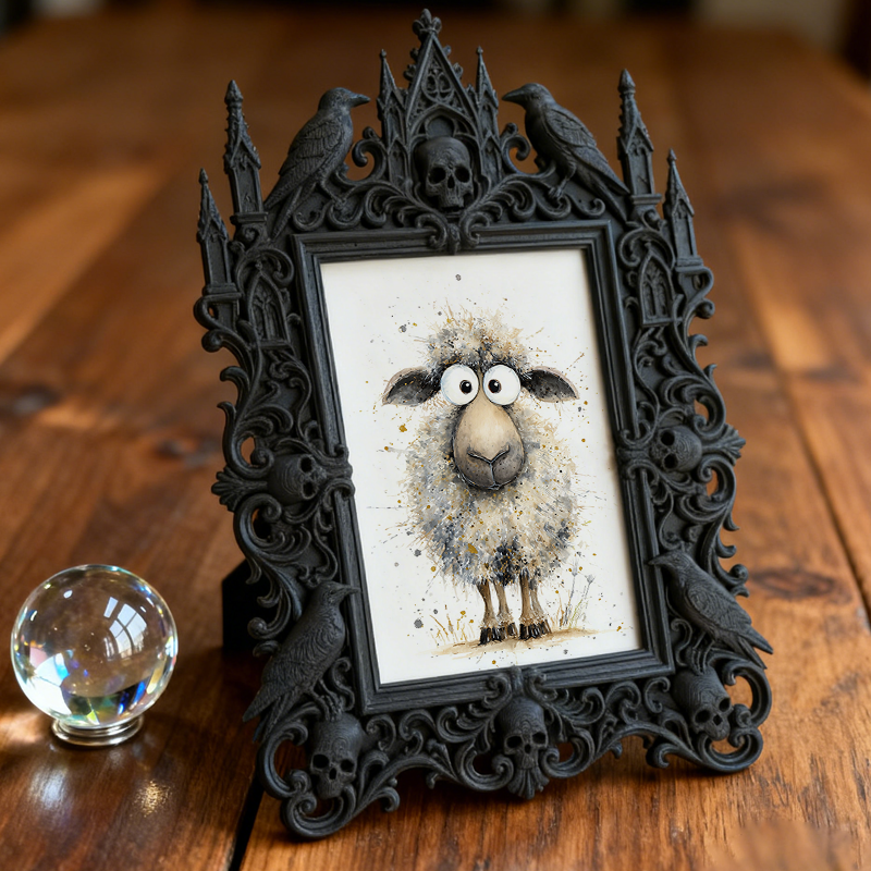 Edgy Gothic Dark-style Photo Frame | Horror Video Game Café Decor, Photo Ornament, Dual-use Display, Minimalist Frame