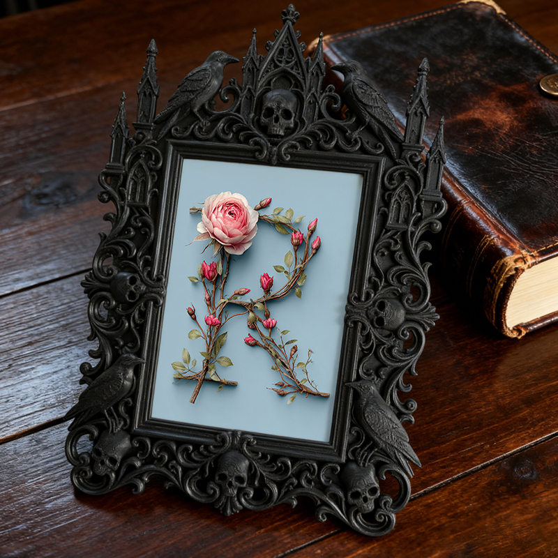 Luxe Gothic Dark-style Photo Frame | Dark Academia Graduation Party Decor, Photo Ornament, Wall-mountable & Tabletop, Practical Frame