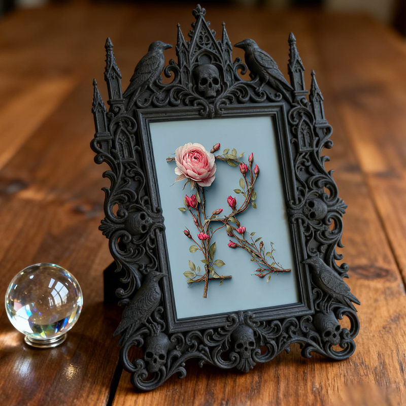 Luxe Gothic Dark-style Photo Frame | Dark Academia Graduation Party Decor, Photo Ornament, Wall-mountable & Tabletop, Practical Frame