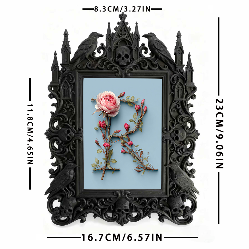Luxe Gothic Dark-style Photo Frame | Dark Academia Graduation Party Decor, Photo Ornament, Wall-mountable & Tabletop, Practical Frame