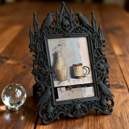 Rare Gothic Dark-style Photo Frame | Vampire LARP Castle Bedroom Decor, Photo Ornament, Wall/Table Dual-use, Artistic Frame