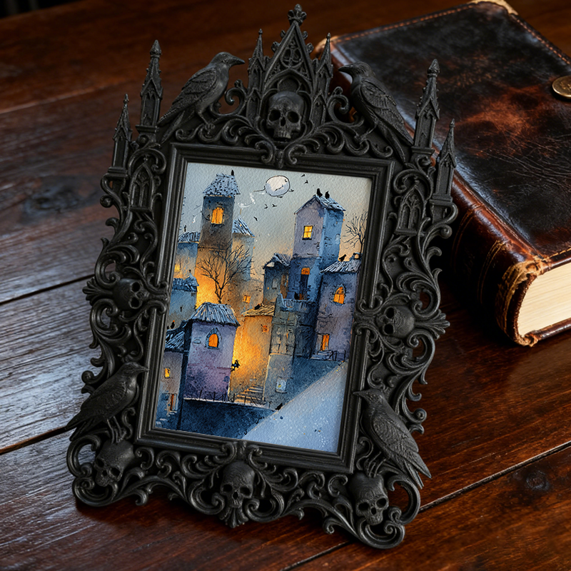 Unique Gothic Dark-style Photo Frame | Witchy Crystal Necklace Display Decor, Photo Ornament, Wall-mountable & Tabletop, Portable Frame
