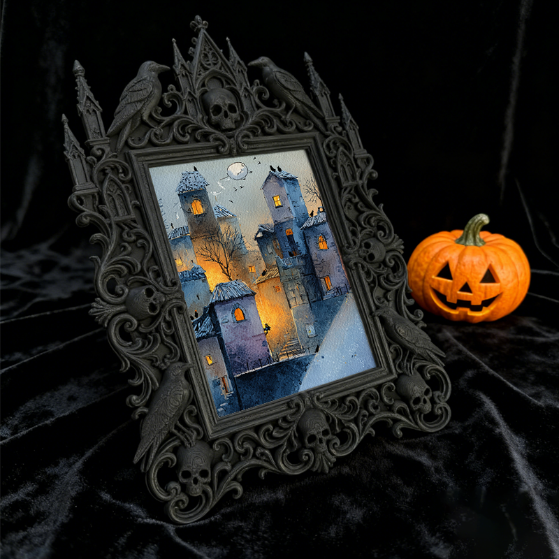 Unique Gothic Dark-style Photo Frame | Witchy Crystal Necklace Display Decor, Photo Ornament, Wall-mountable & Tabletop, Portable Frame