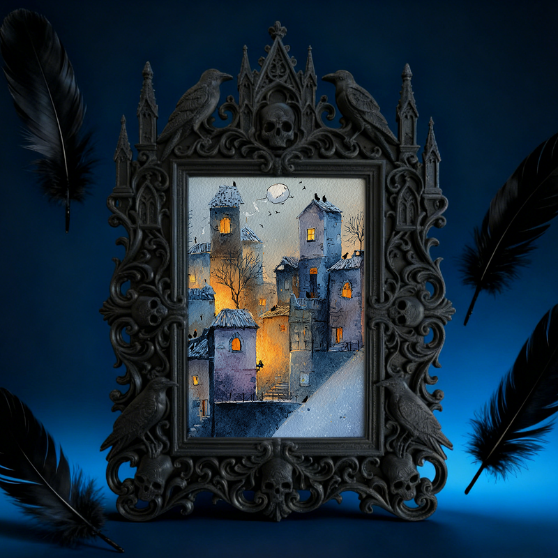 Unique Gothic Dark-style Photo Frame | Witchy Crystal Necklace Display Decor, Photo Ornament, Wall-mountable & Tabletop, Portable Frame