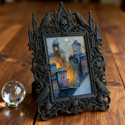 Unique Gothic Dark-style Photo Frame | Witchy Crystal Necklace Display Decor, Photo Ornament, Wall-mountable & Tabletop, Portable Frame