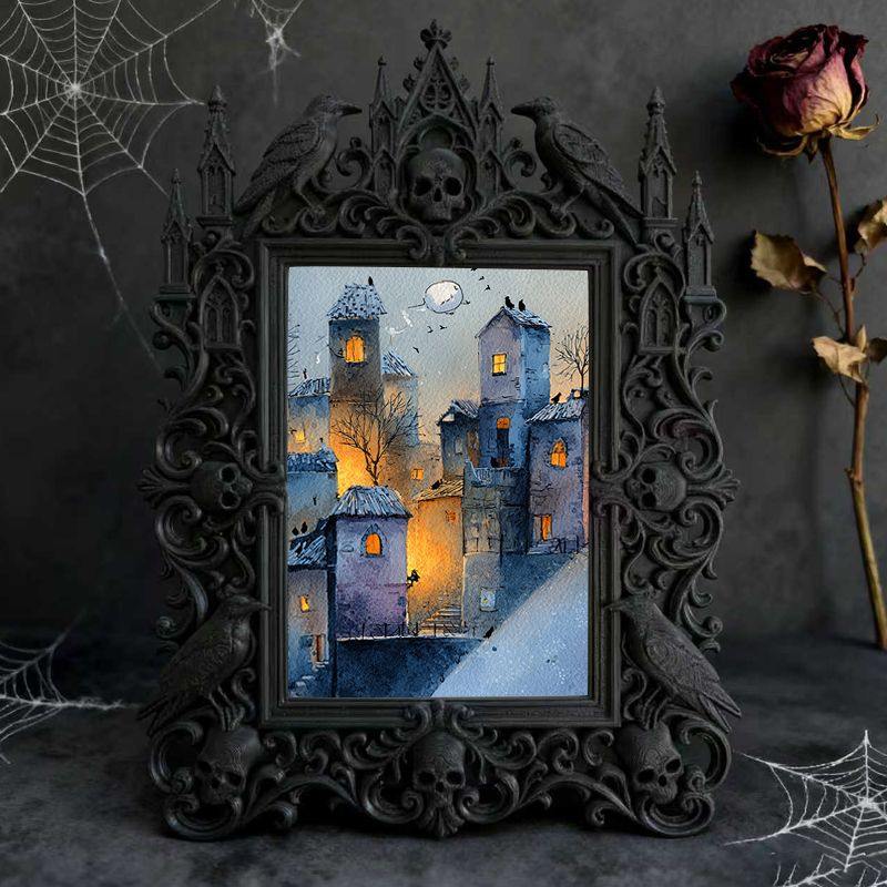 Unique Gothic Dark-style Photo Frame | Witchy Crystal Necklace Display Decor, Photo Ornament, Wall-mountable & Tabletop, Portable Frame