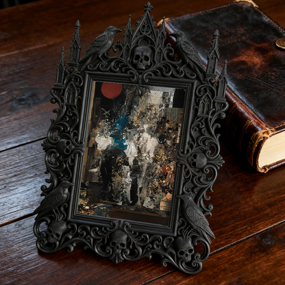 Tough Gothic Dark-style Photo Frame | Gothic Biker Club Bar Decor, Photo Ornament, Dual-use Display, Wear-resistant Frame