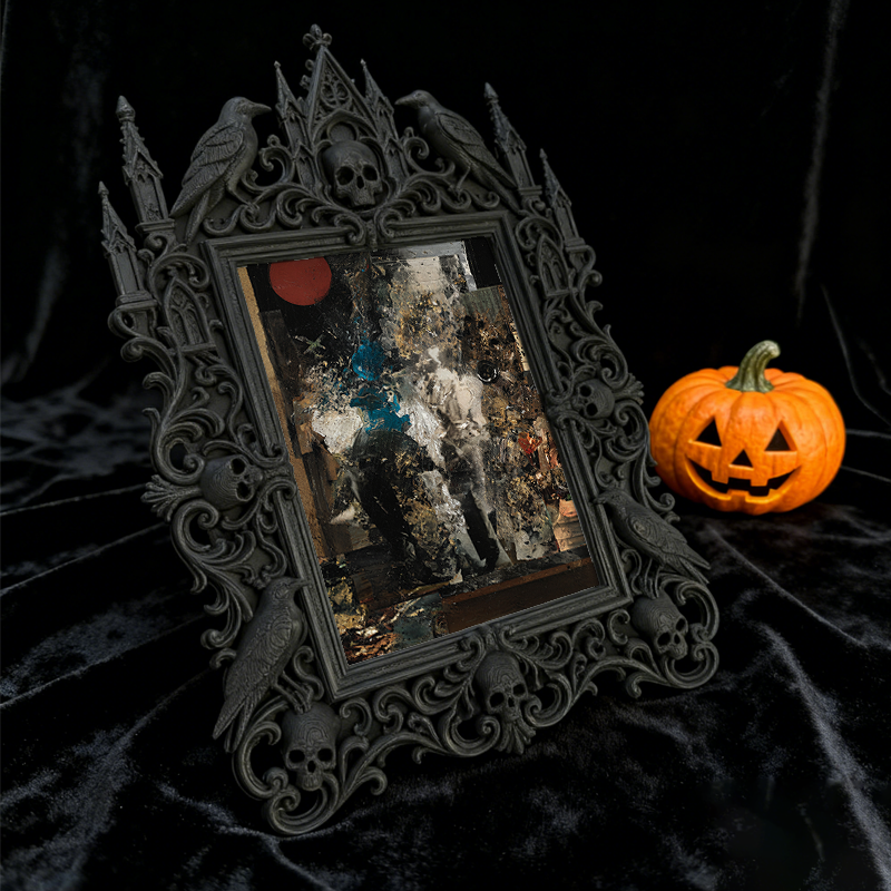 Tough Gothic Dark-style Photo Frame | Gothic Biker Club Bar Decor, Photo Ornament, Dual-use Display, Wear-resistant Frame