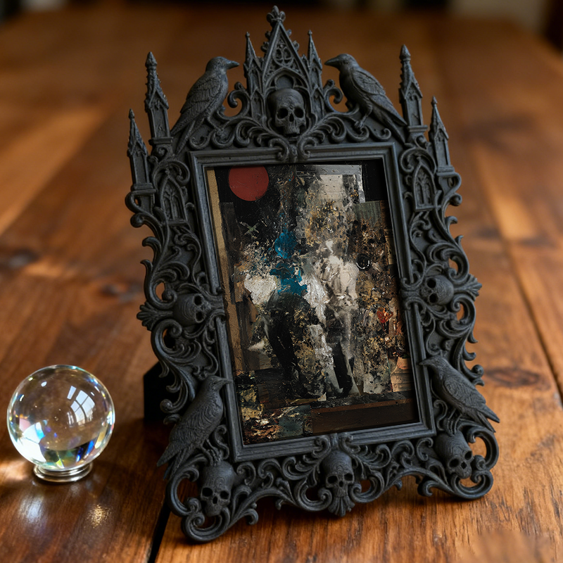 Tough Gothic Dark-style Photo Frame | Gothic Biker Club Bar Decor, Photo Ornament, Dual-use Display, Wear-resistant Frame