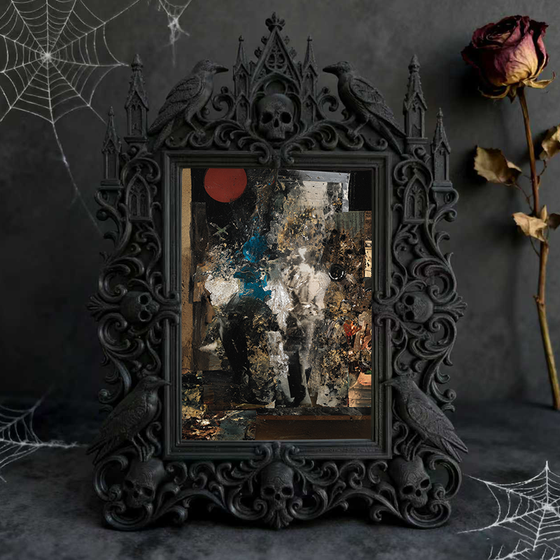 Tough Gothic Dark-style Photo Frame | Gothic Biker Club Bar Decor, Photo Ornament, Dual-use Display, Wear-resistant Frame