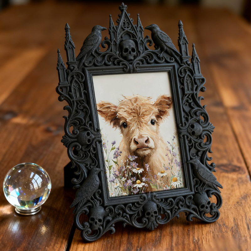 Elegant Gothic Dark-style Photo Frame | Paranormal Investigator Studio Decor, Photo Ornament, Wall-mountable & Tabletop, Elegant Frame