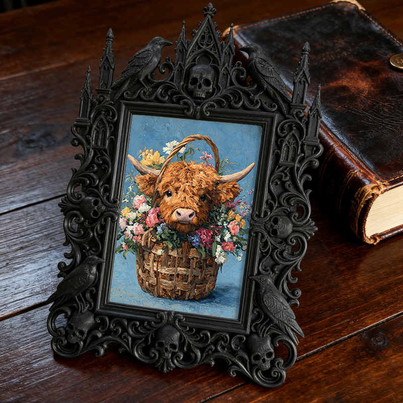 Bold Gothic Dark-style Photo Frame | Dark Fantasy Miniature Painting Studio Decor, Photo Ornament, Wall-mountable & Tabletop, Creative Frame
