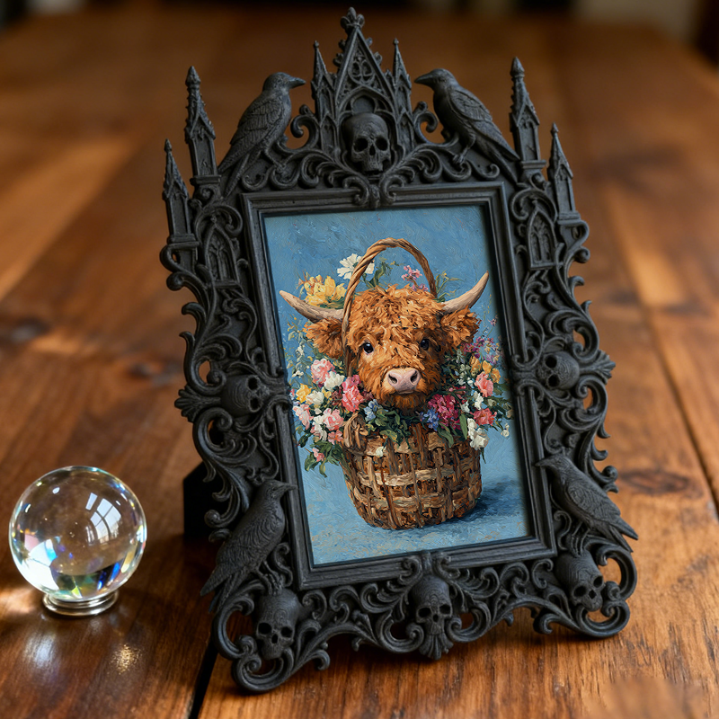 Bold Gothic Dark-style Photo Frame | Dark Fantasy Miniature Painting Studio Decor, Photo Ornament, Wall-mountable & Tabletop, Creative Frame