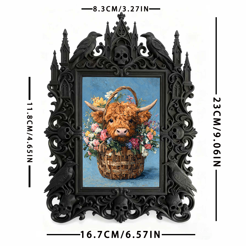 Bold Gothic Dark-style Photo Frame | Dark Fantasy Miniature Painting Studio Decor, Photo Ornament, Wall-mountable & Tabletop, Creative Frame
