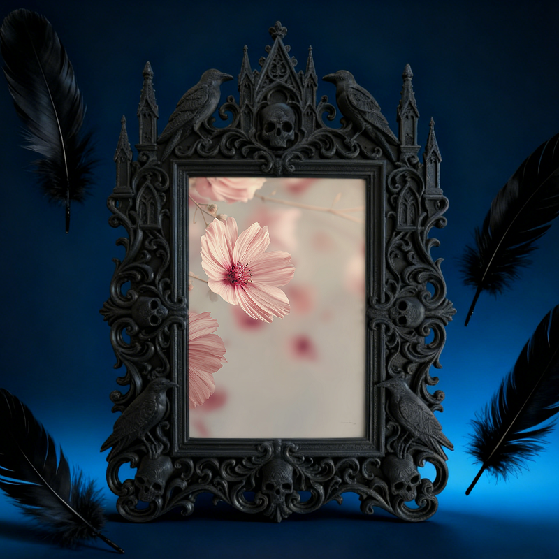 Cute Gothic Dark-style Photo Frame | Gothic Handmade Candle Shop Decor, Photo Ornament, Dual-use Display, Cute Frame