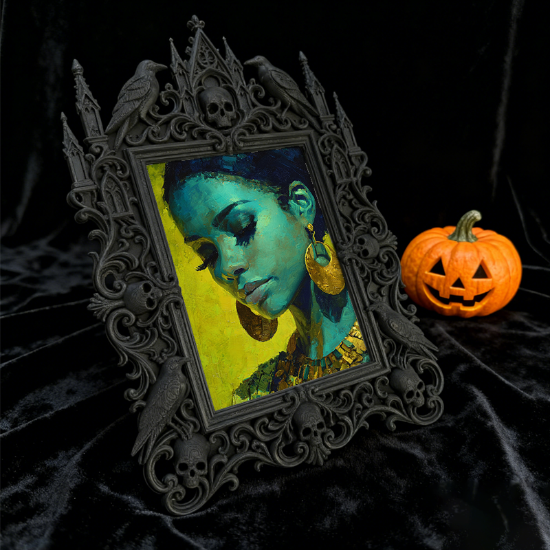 Must-grab Gothic Dark-style Photo Frame | Gothic Kids’ Witch Birthday Party Decor, Photo Ornament, Wall-mountable & Tabletop, Lightweight Fr