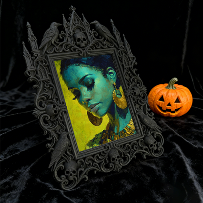 Must-grab Gothic Dark-style Photo Frame | Gothic Kids’ Witch Birthday Party Decor, Photo Ornament, Wall-mountable & Tabletop, Lightweight Fr