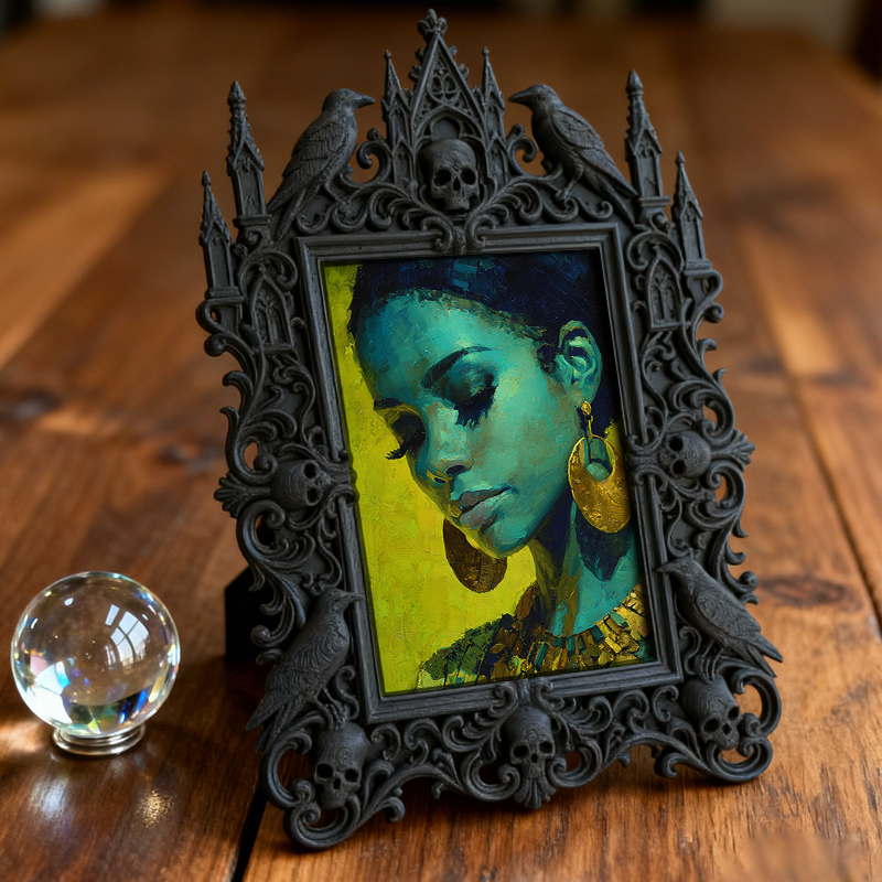 Must-grab Gothic Dark-style Photo Frame | Gothic Kids’ Witch Birthday Party Decor, Photo Ornament, Wall-mountable & Tabletop, Lightweight Fr