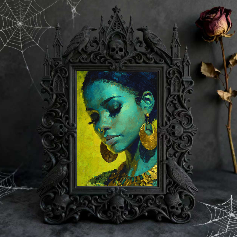 Must-grab Gothic Dark-style Photo Frame | Gothic Kids’ Witch Birthday Party Decor, Photo Ornament, Wall-mountable & Tabletop, Lightweight Fr