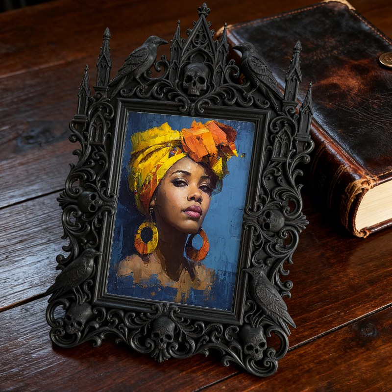 High-demand Gothic Dark-style Photo Frame | Witchy Moon Phase Wall Decor, Photo Ornament, Wall-mountable & Tabletop, Scratch-resistant Frame