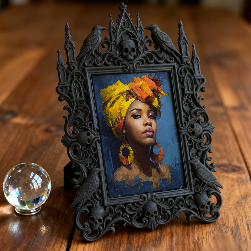 High-demand Gothic Dark-style Photo Frame | Witchy Moon Phase Wall Decor, Photo Ornament, Wall-mountable & Tabletop, Scratch-resistant Frame