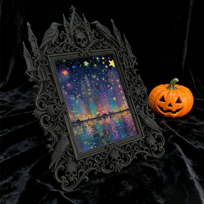 Star-pick Gothic Dark-style Photo Frame | Dark Floral Shop Window Decor, Photo Ornament, Wall-mountable & Tabletop, Slim Frame