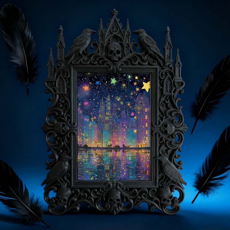 Star-pick Gothic Dark-style Photo Frame | Dark Floral Shop Window Decor, Photo Ornament, Wall-mountable & Tabletop, Slim Frame