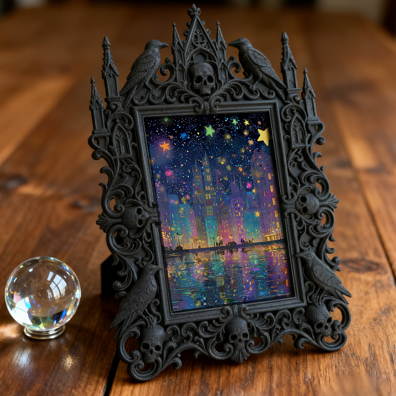 Star-pick Gothic Dark-style Photo Frame | Dark Floral Shop Window Decor, Photo Ornament, Wall-mountable & Tabletop, Slim Frame
