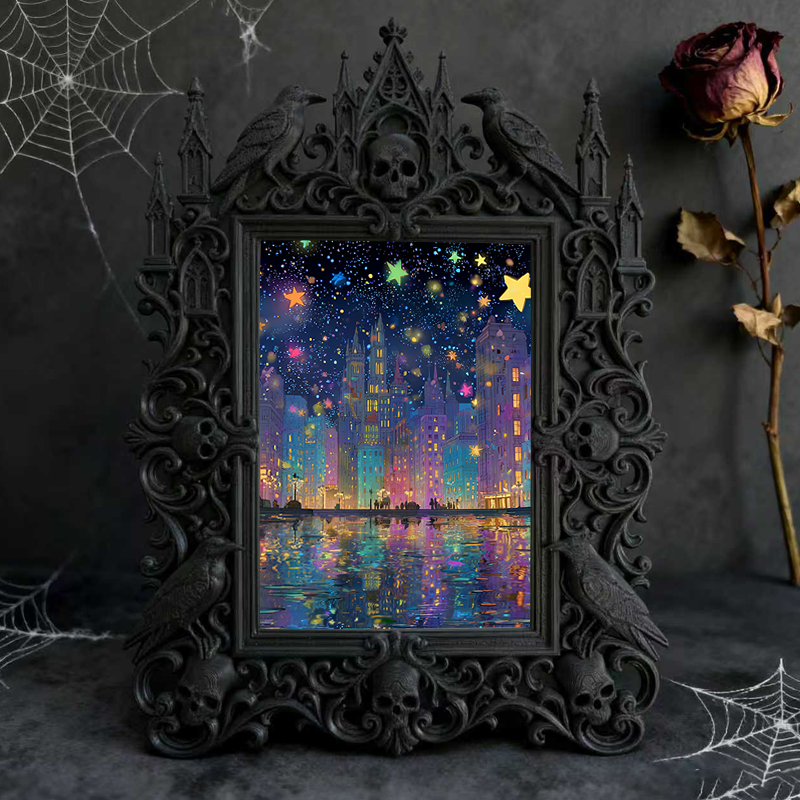 Star-pick Gothic Dark-style Photo Frame | Dark Floral Shop Window Decor, Photo Ornament, Wall-mountable & Tabletop, Slim Frame