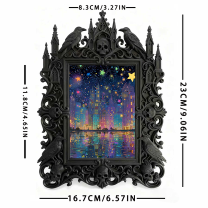 Star-pick Gothic Dark-style Photo Frame | Dark Floral Shop Window Decor, Photo Ornament, Wall-mountable & Tabletop, Slim Frame