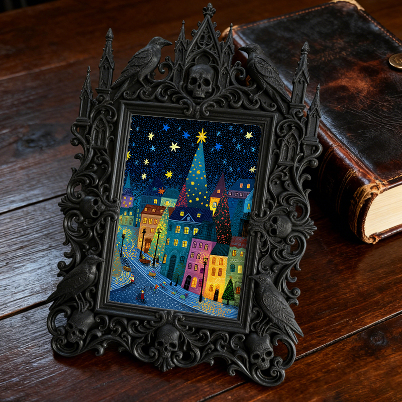 Hot-pick Gothic Dark-style Photo Frame | Gothic Bachelor Party Table Decor, Photo Ornament, Dual-use Display, Sturdy Frame