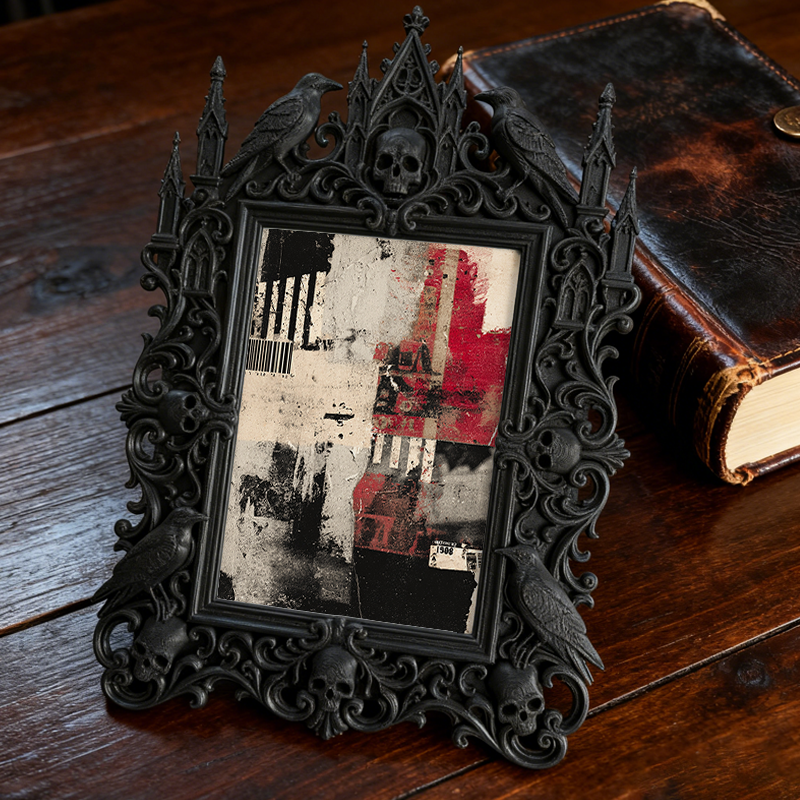 Limited-edition Gothic Dark-style Photo Frame | Occult Manuscript Replica Shop Decor, Photo Ornament, Wall-mountable & Tabletop, Collectible