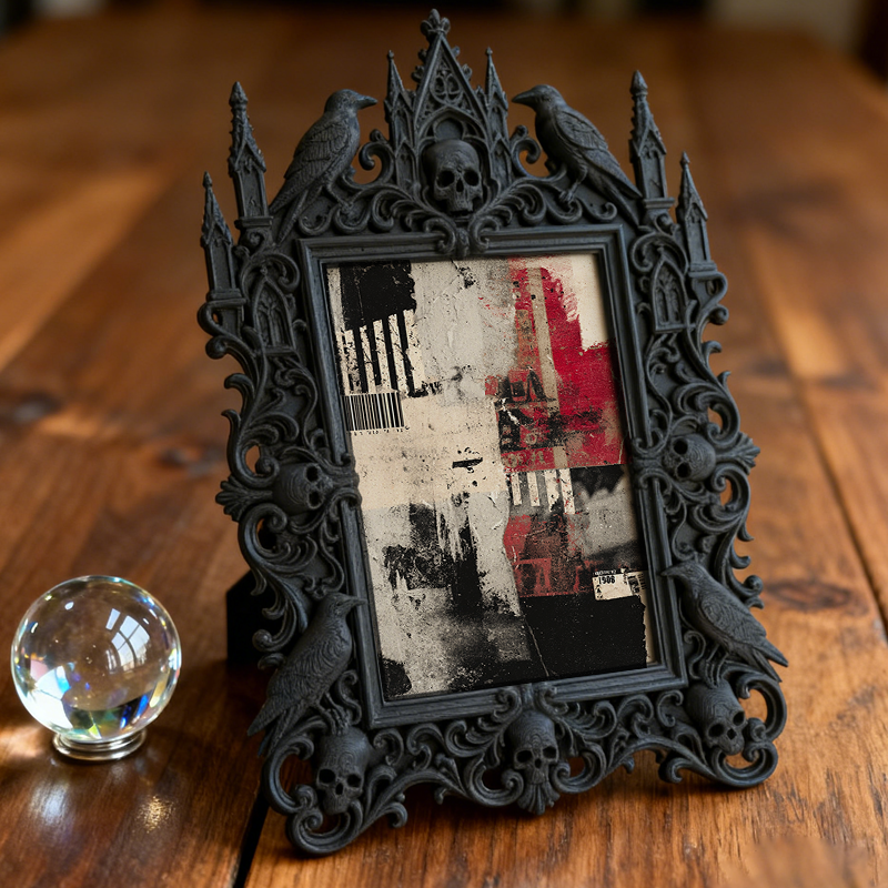 Limited-edition Gothic Dark-style Photo Frame | Occult Manuscript Replica Shop Decor, Photo Ornament, Wall-mountable & Tabletop, Collectible