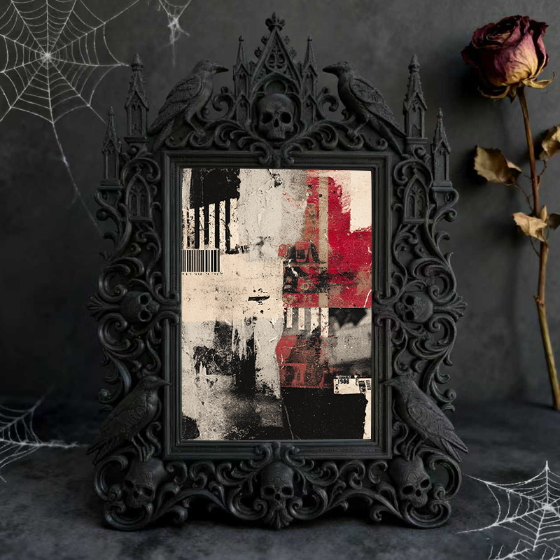 Limited-edition Gothic Dark-style Photo Frame | Occult Manuscript Replica Shop Decor, Photo Ornament, Wall-mountable & Tabletop, Collectible