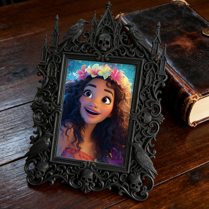Reel-famous Gothic Dark-style Photo Frame | Gothic Board Game Shop Table Decor, Photo Ornament, Wall-mountable & Tabletop, Plastic Frame