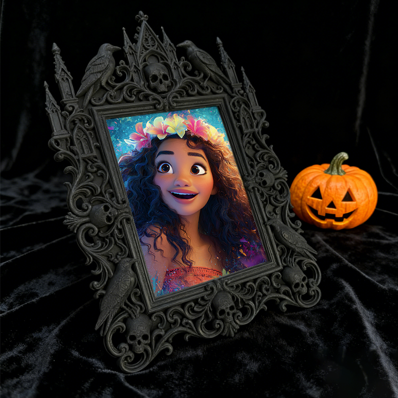 Reel-famous Gothic Dark-style Photo Frame | Gothic Board Game Shop Table Decor, Photo Ornament, Wall-mountable & Tabletop, Plastic Frame