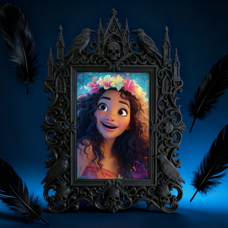 Reel-famous Gothic Dark-style Photo Frame | Gothic Board Game Shop Table Decor, Photo Ornament, Wall-mountable & Tabletop, Plastic Frame