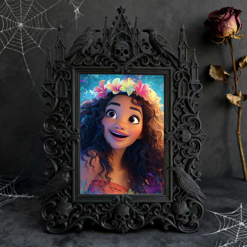 Reel-famous Gothic Dark-style Photo Frame | Gothic Board Game Shop Table Decor, Photo Ornament, Wall-mountable & Tabletop, Plastic Frame