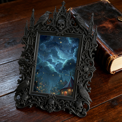 Trend-forward Gothic Dark-style Photo Frame | Vampire Themed Script Kill Room Prop, Photo Ornament, Wall-mountable & Tabletop, Lightweight F