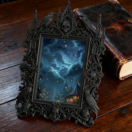 Trend-forward Gothic Dark-style Photo Frame | Vampire Themed Script Kill Room Prop, Photo Ornament, Wall-mountable & Tabletop, Lightweight F