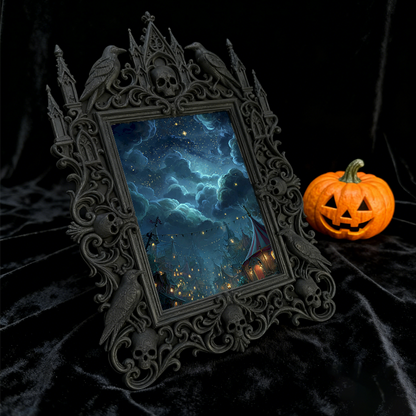 Trend-forward Gothic Dark-style Photo Frame | Vampire Themed Script Kill Room Prop, Photo Ornament, Wall-mountable & Tabletop, Lightweight F