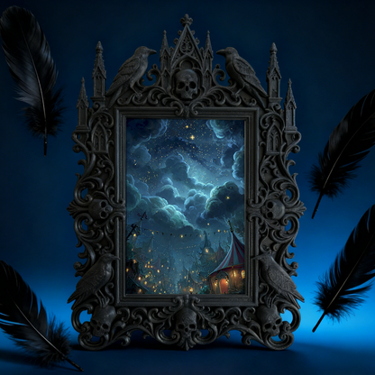 Trend-forward Gothic Dark-style Photo Frame | Vampire Themed Script Kill Room Prop, Photo Ornament, Wall-mountable & Tabletop, Lightweight F