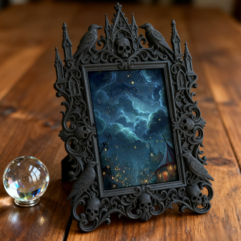 Trend-forward Gothic Dark-style Photo Frame | Vampire Themed Script Kill Room Prop, Photo Ornament, Wall-mountable & Tabletop, Lightweight F