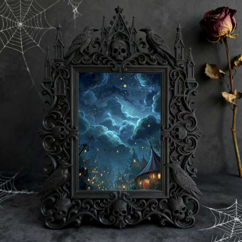 Trend-forward Gothic Dark-style Photo Frame | Vampire Themed Script Kill Room Prop, Photo Ornament, Wall-mountable & Tabletop, Lightweight F