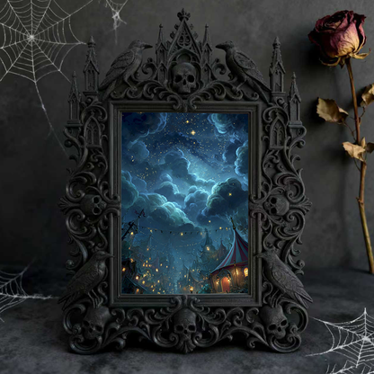 Trend-forward Gothic Dark-style Photo Frame | Vampire Themed Script Kill Room Prop, Photo Ornament, Wall-mountable & Tabletop, Lightweight F
