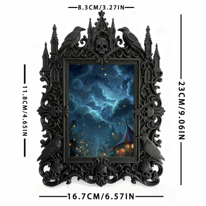 Trend-forward Gothic Dark-style Photo Frame | Vampire Themed Script Kill Room Prop, Photo Ornament, Wall-mountable & Tabletop, Lightweight F