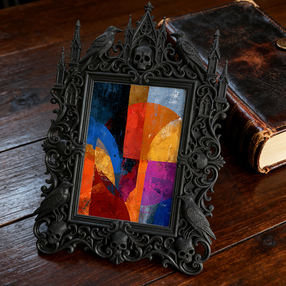Quick-sellout Gothic Dark-style Photo Frame | Gothic Handmade Clay Shop Window Decor, Photo Ornament, Dual-use Display, Retro Plastic Frame